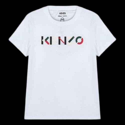 KENZO FW20 Logo Pattern Round Neck Short Sleeve White T-Shirt