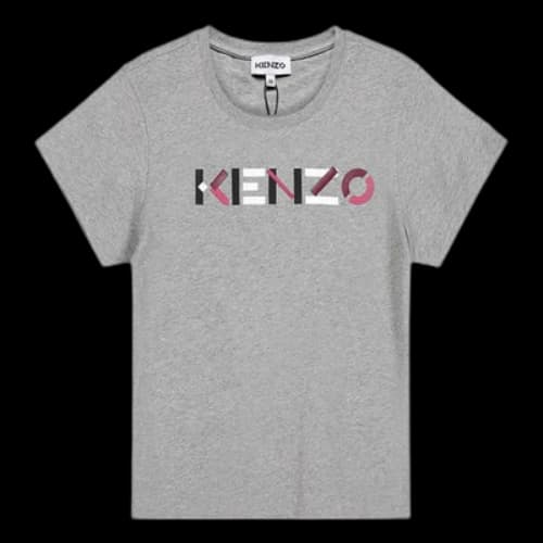 KENZO FW20 Logo Pattern Round Neck Short Sleeve Pearl Gray