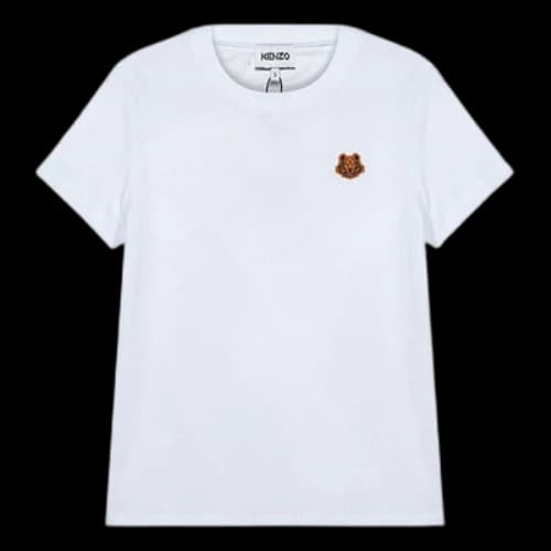 KENZO Small Tiger Head Embroidered Round Neck Short Sleeve White T-Shirt
