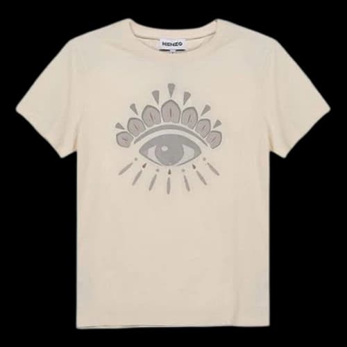 KENZO FW20 Cotton Eye Pattern Round Neck Short Sleeve Cream Yellow T-Shirt