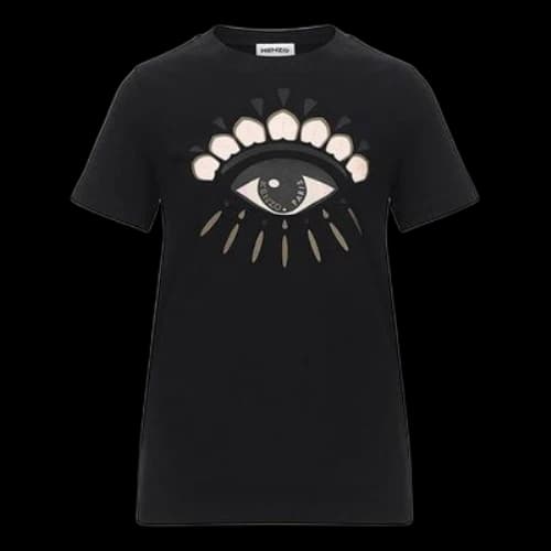KENZO Eye Pattern Alphabet Printing Short Sleeve Black