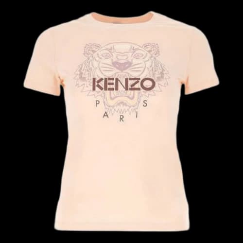 KENZO Tiger Head Printing Logo Pattern Round Neck Short Sleeve Pink