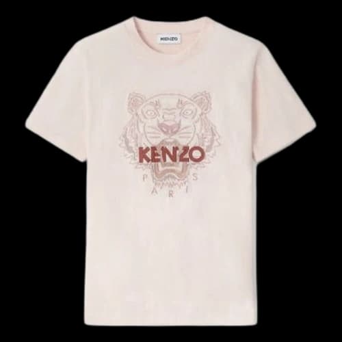KENZO Tiger Head Embroidered Round Neck Short Sleeve Pink