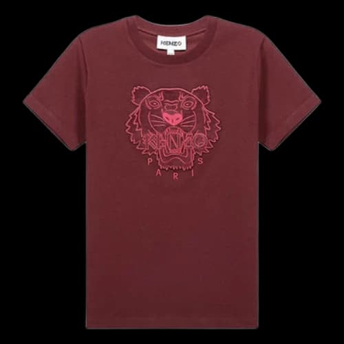 KENZO Embroidered Tiger Head Short Sleeve Black Red