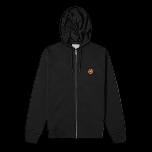 KENZO Tiger Head Embroidered Zipper Cardigan Black
