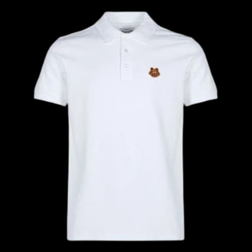 KENZO SS21 Small Tiger Head Embroidered Short Sleeve White Polo Shirt