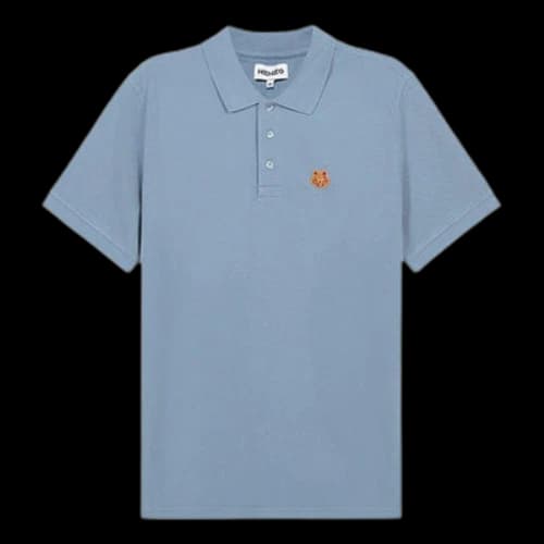 KENZO SS21 Embroidered Short Sleeve Polo Shirt Blue