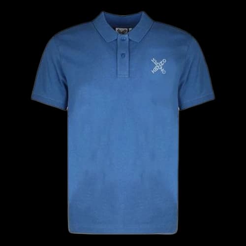 KENZO SS21 Small Label Logo Short Sleeve Polo Shirt Blue