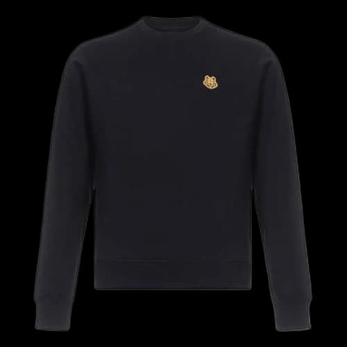 KENZO Small Tiger Head Round Collar Long Sleeve Sports Male Black