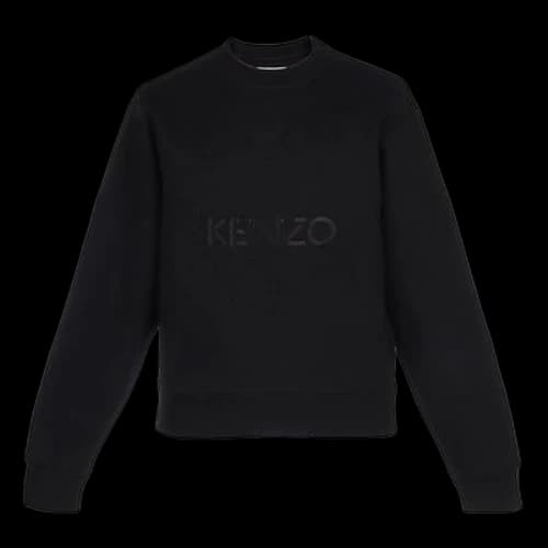 KENZO FW20 Tiger Head Logo Embroidered Cotton Fleece Lined Round Neck Long Sleeves Black
