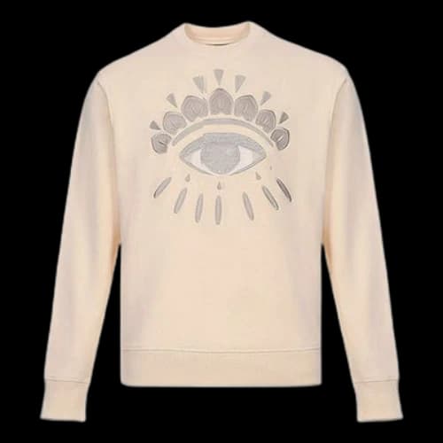 KENZO Embroidered Pattern Round Neck Long Sleeves Sports Cream Yellow