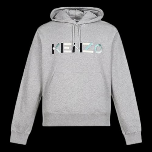 KENZO FW20 Alphabet Logo Embroidered Cotton Hooded Long Sleeves Pearl Gray