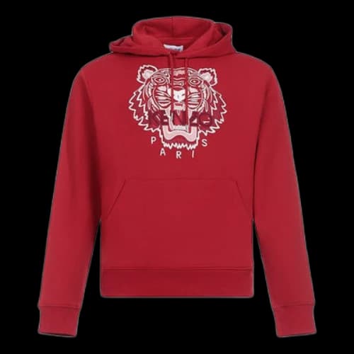 KENZO Tiger Head Embroidered Cotton Sports Red