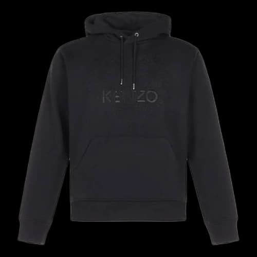 KENZO FW20 Tiger Head Logo Embroidered Cotton Fleece Lined Hooded Long Sleeves Sports Black