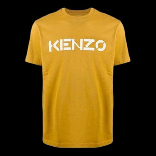 KENZO Logo Pattern Round Neck Short Sleeve Yellow Green