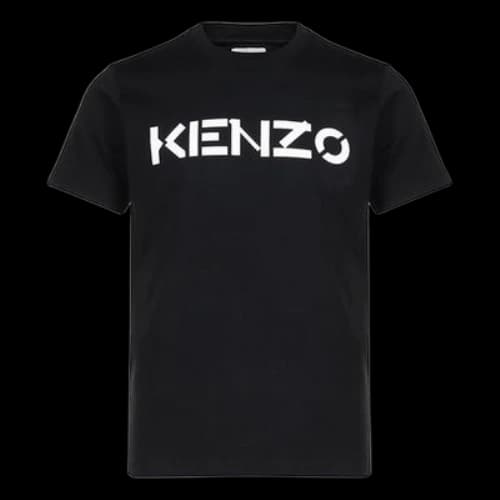 KENZO Logo Pattern Round Neck Short Sleeve Black T-Shirt