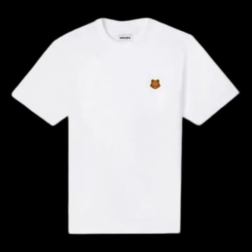 KENZO Small Tiger Head Pattern Cotton Short Sleeve White