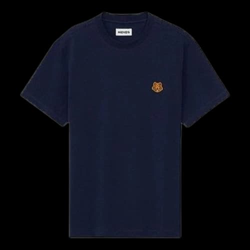 KENZO Small Tiger Head Pattern Cotton Short Sleeve Navy Blue