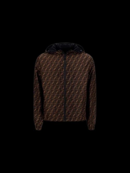 Fendi FF Logo Zip-Up Lightweight Jacket Tabacco/Moro