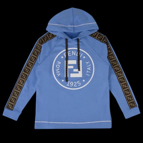 Fendi Logo Stripe Hooded Sweatshirt 'Blue'