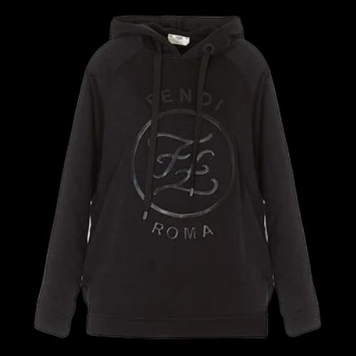 FENDI SS21 Karligraphy Logo Printing Drawstring Hoodie Black (Women's)