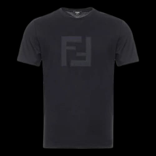 FENDI F Logo Printing Minimalistic Short Sleeve Black