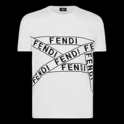 FENDI SS21 Casual Alphabet Printing Round Neck Short Sleeve White T-Shirt