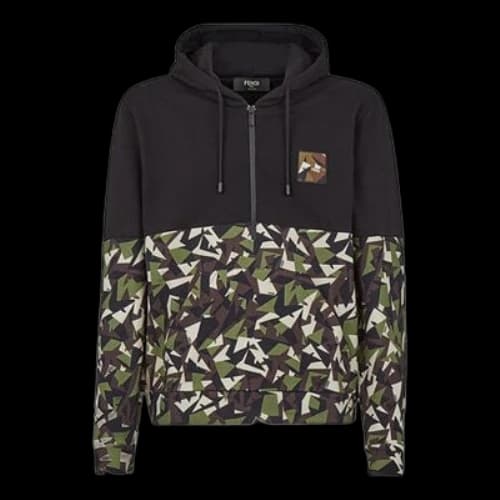 FENDI 2020 Colorblock Cotton Sports Black Green