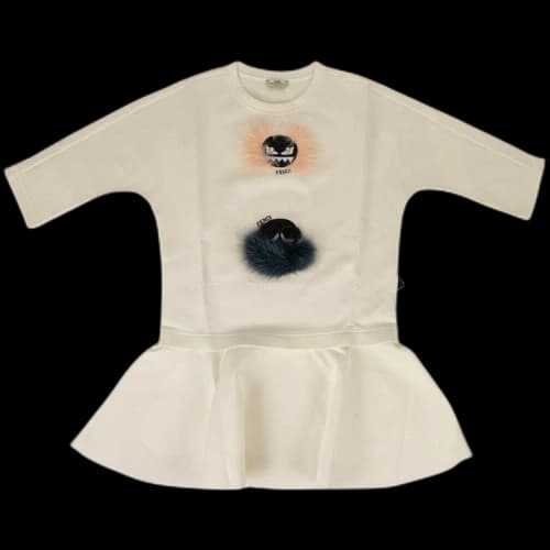 Fendi Fur Bugs Peplum Top 'Ivory'