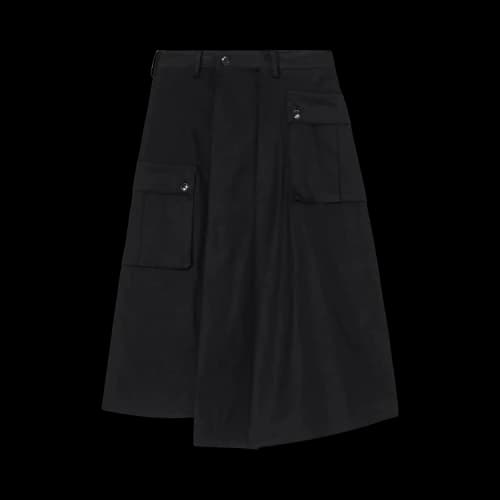 Yohji Yamamoto Regulation Wide Tuck Cargo Skirt 'Black'