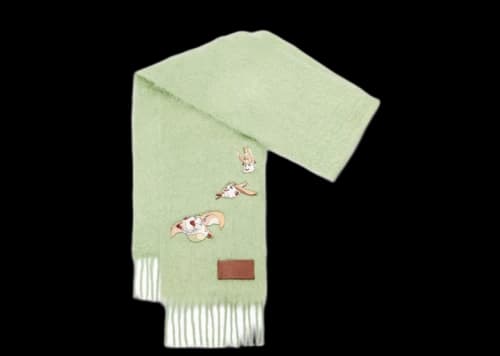LOEWE x Howls Heen Scarf In Mohair And Wool Blend Light Turquoise