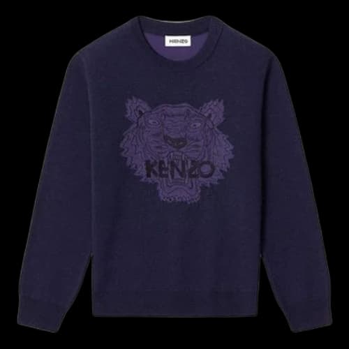 KENZO SS21 Tiger Embroidered Long Sleeves Pullover Hoodie Navy Blue (Women's)