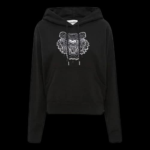 KENZO SS21 Tiger Head Embroidered Long Sleeves Hoodie Black (Women's)