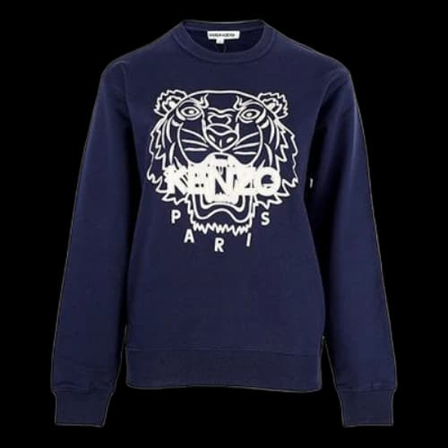 KENZO SS21 Tiger Pattern Round Neck Pullover Hoodie Navy Blue (Women's)