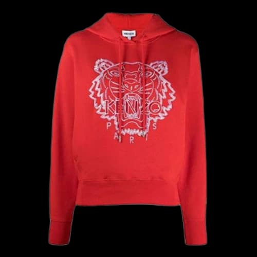 KENZO SS21 Tiger Head Embroidered Pattern Hoodie Red (Women's)