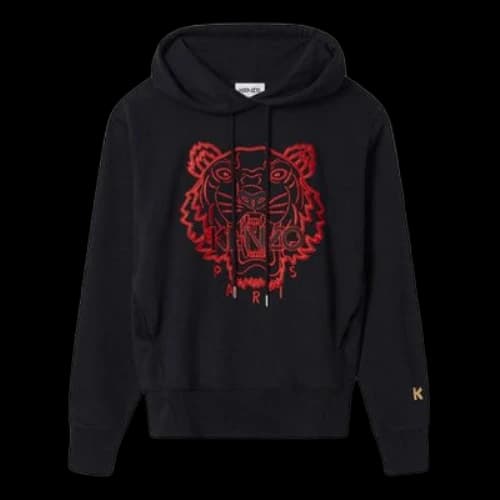 KENZO SS21 Tiger Head Embroidered Pattern Hoodie Black (Women's)