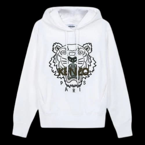 KENZO SS21 Tiger Head Embroidered Hoodie White (Women's)