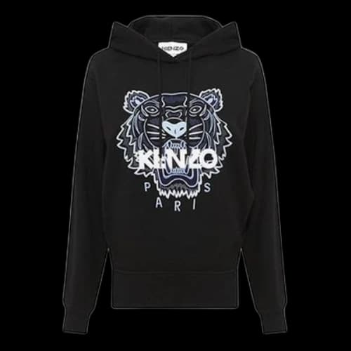 KENZO Embroidered Tiger Head Logo Hoodie Black (Women's)