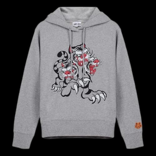 KENZO SS21 Tiger Cartoon Pattern Hoodie Pearl Gray (Women's)