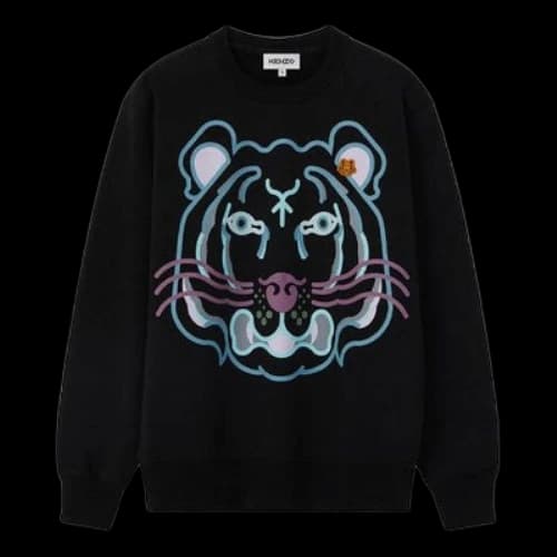 KENZO SS21 Tiger Head Pattern Loose Long Sleeves Black Hoodie (Women's)