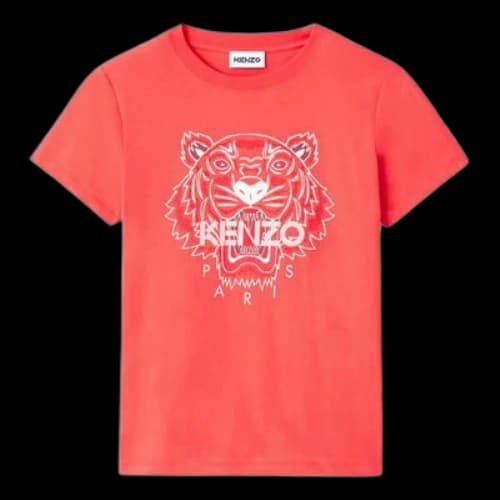 KENZO SS21 Tiger Head Pattern Logo Round Neck Short Sleeve Red