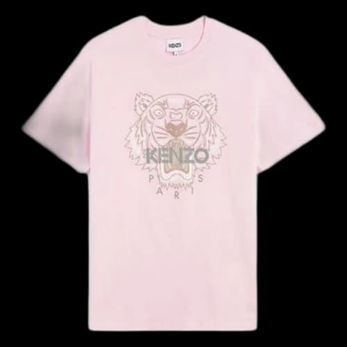 KENZO SS21 Printing Tiger Head Short Sleeve Pink