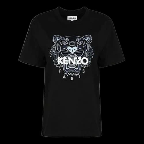 KENZO SS21 Tiger Head Printing Pattern Round Neck Short Sleeve Black