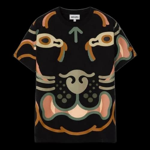 KENZO SS21 Pattern Printing Loose Round Neck Short Sleeve Black T-Shirt