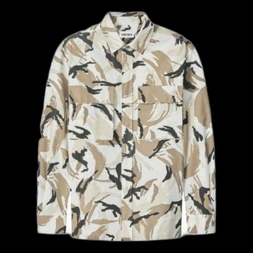 KENZO SS21 Pattern Printing Loose Long Sleeves Shirt Camouflage
