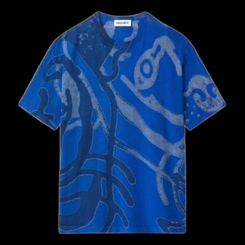 KENZO SS21 Cotton Colorblock Short Sleeve Blue