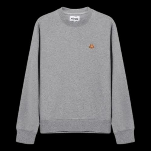 KENZO SS21 Embroidered Round Neck Long Sleeves Gray
