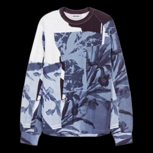 KENZO Pattern Printing Casual Pullover Round Neck Long Sleeves White