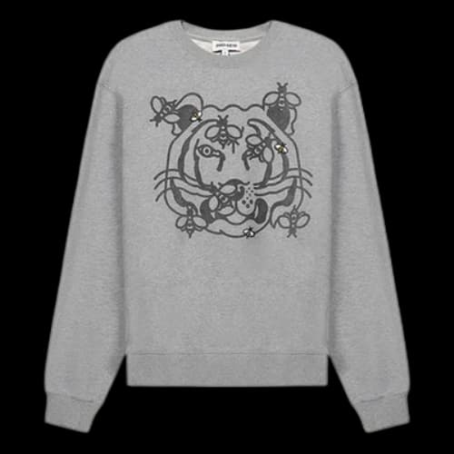 KENZO SS21 Alphabet Pattern Round Neck Long Sleeves Gray