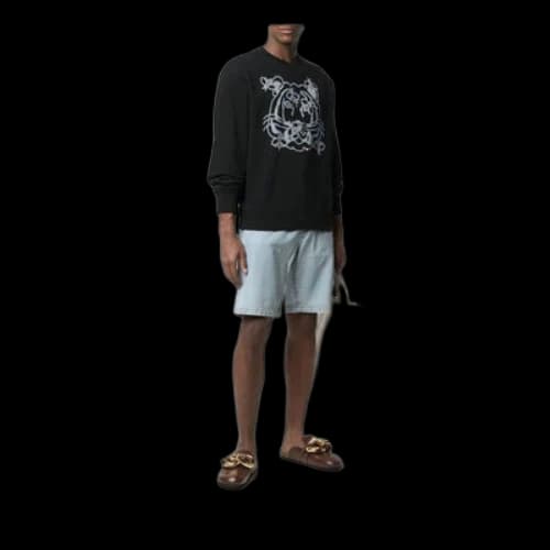 KENZO SS21 Alphabet Pattern Round Neck Long Sleeves Classic Black